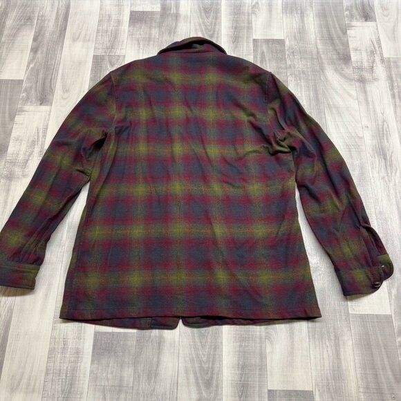 ✅ Mens L VTG Pendleton Plaid Shacket Jacket Button Up 100% Virgin Wool Southwest - Picture 2 of 10